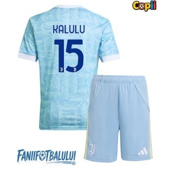 Juventus Pierre Kalulu #15 Echipament de Fotbal Replică 2025-26 Copii Deplasare (+ Șorturi)